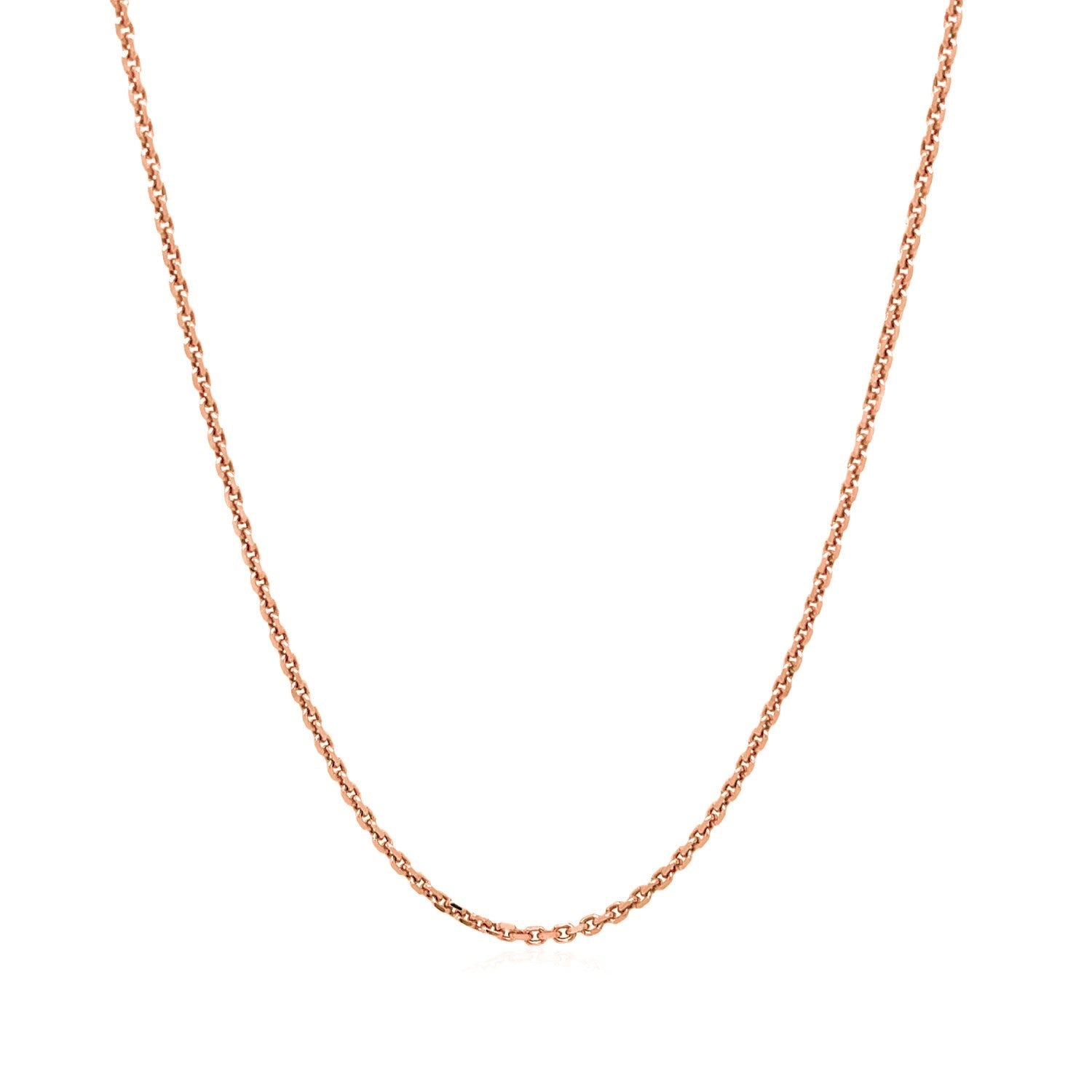 Cadena de eslabones tipo cable con corte de diamante de oro rosa de 14k y 1.3mm