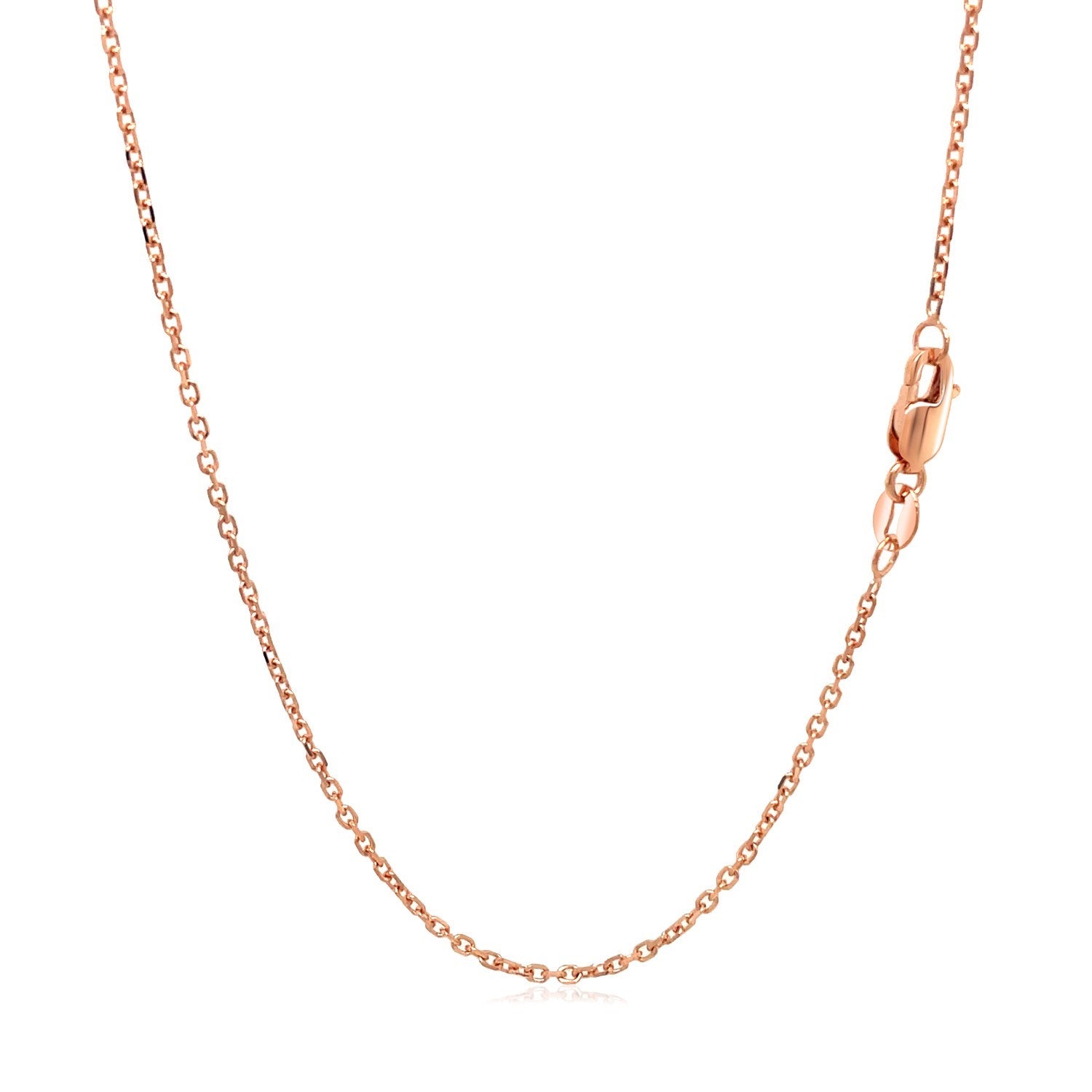 Cadena de eslabones tipo cable con corte de diamante de oro rosa de 14k y 1.3mm