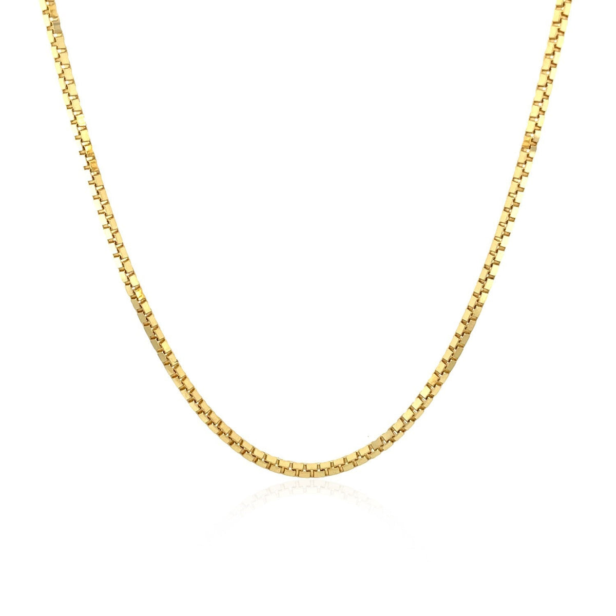Cadena clásica de caja de oro amarillo de 18k (1.40 mm)