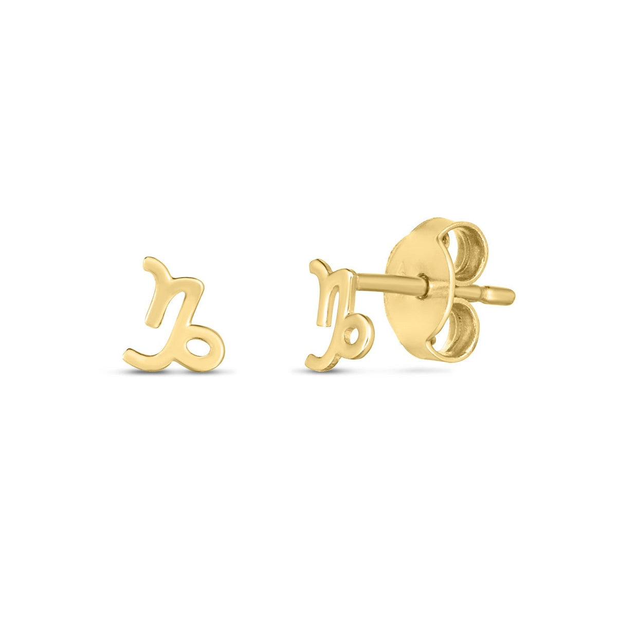 Pendientes de botón de capricornio de oro amarillo de 14 quilates