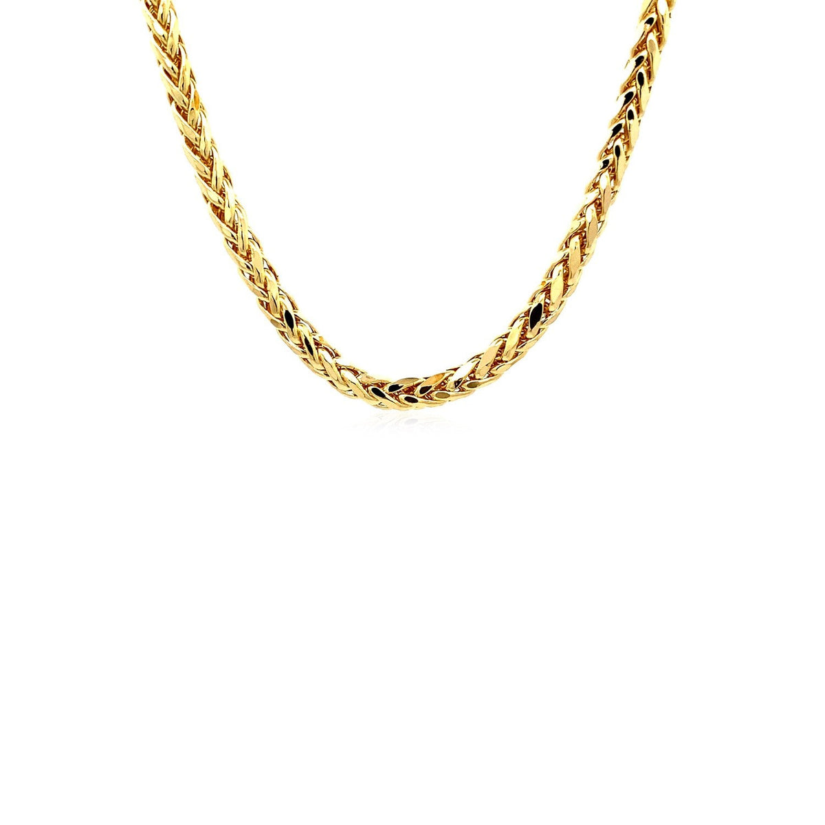Cadena Franco redonda de oro amarillo de 14k con corte de diamante de 4.1mm