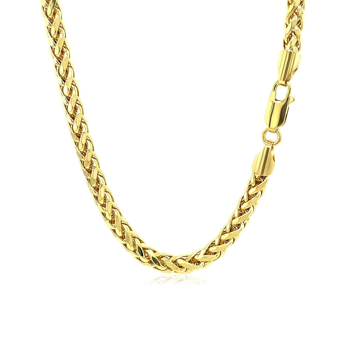 Cadena Franco redonda de oro amarillo de 14k con corte de diamante de 4.1mm