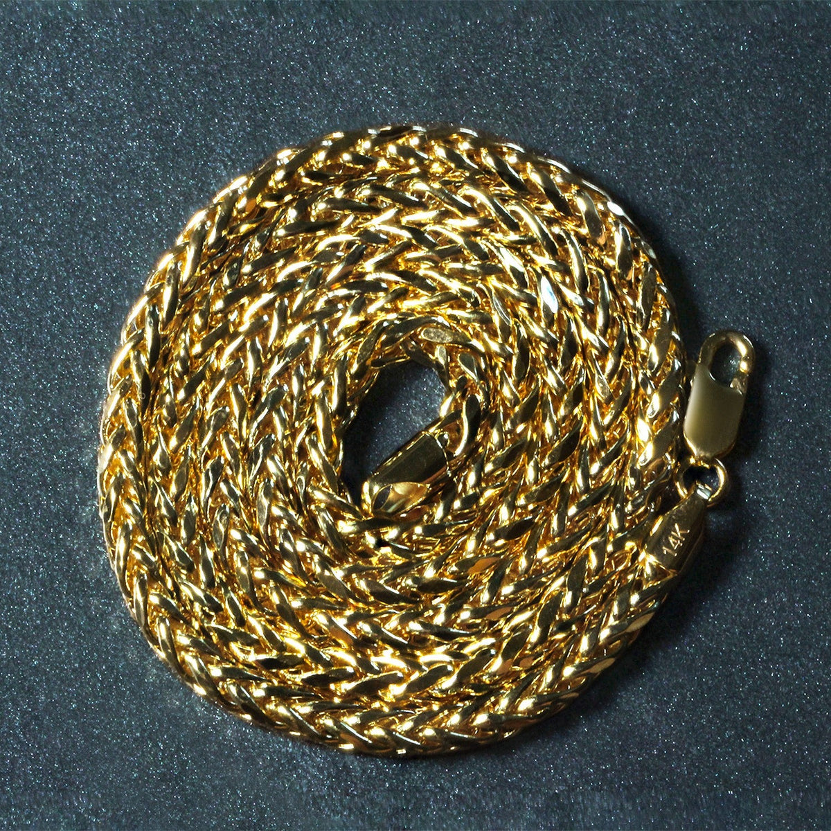 Cadena Franco redonda de oro amarillo de 14k con corte de diamante de 4.1mm