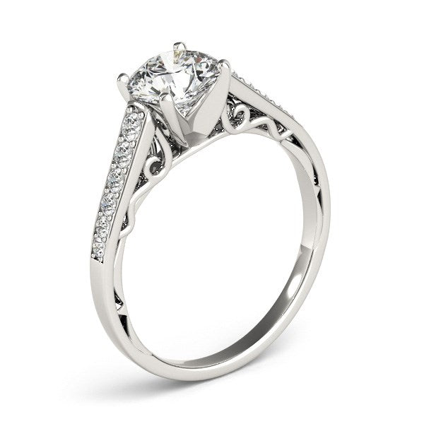 Anillo de Compromiso con Diamantes en Diseño Catedral de Oro Blanco de 14k (1 1/4 TCW)