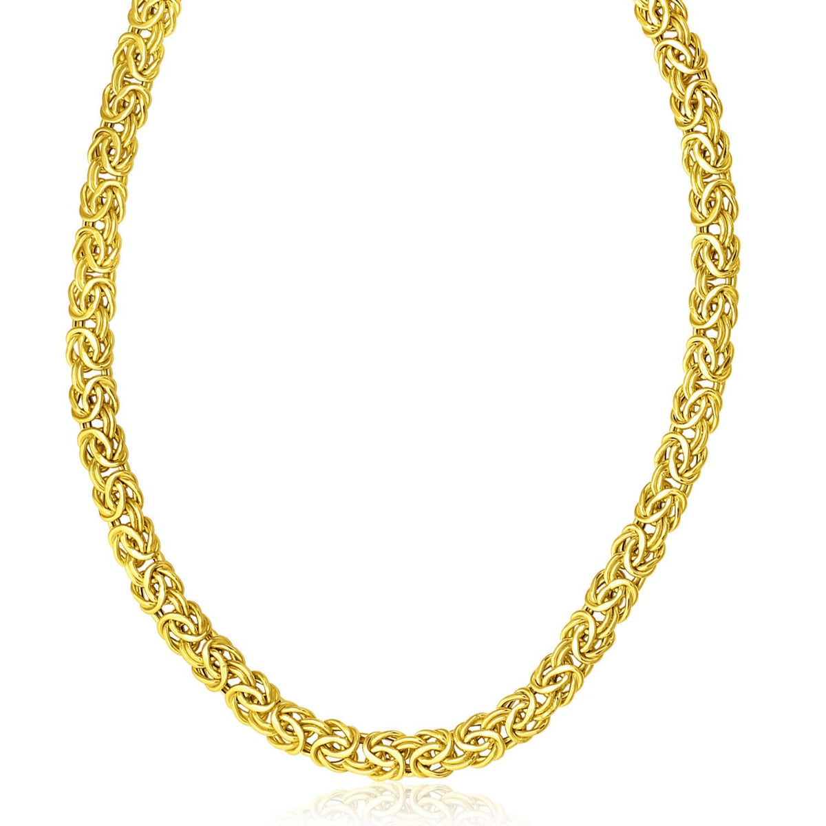 Collar elegante con diseño bizantino en oro amarillo de 14k