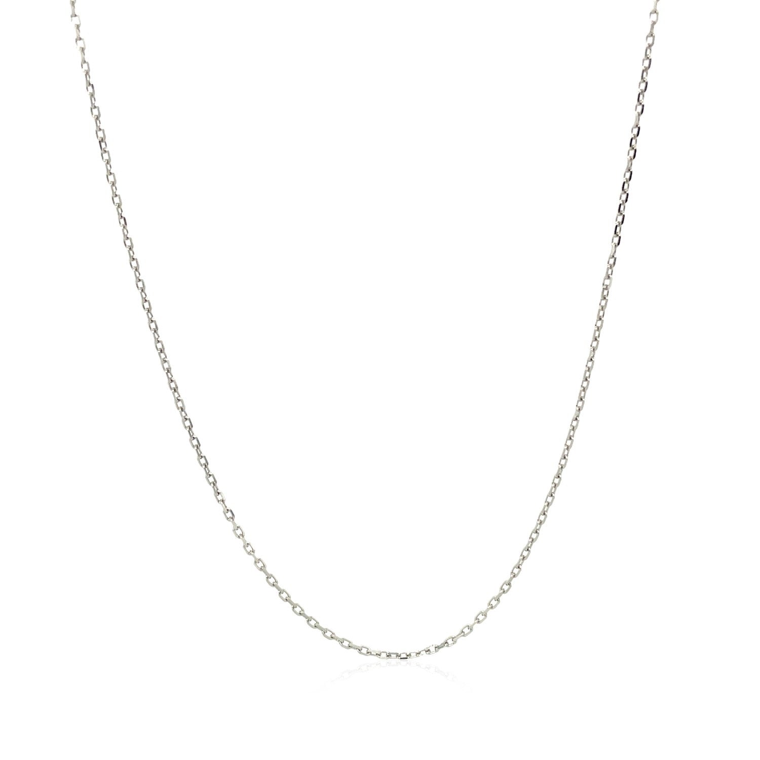 Cadena de eslabones de cable de oro blanco de 18k con corte de diamante (0,75 mm)