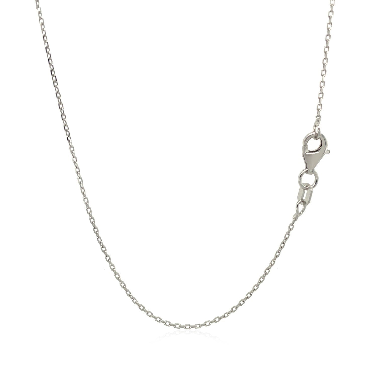 Cadena de eslabones de cable de oro blanco de 18k con corte de diamante (0,75 mm)