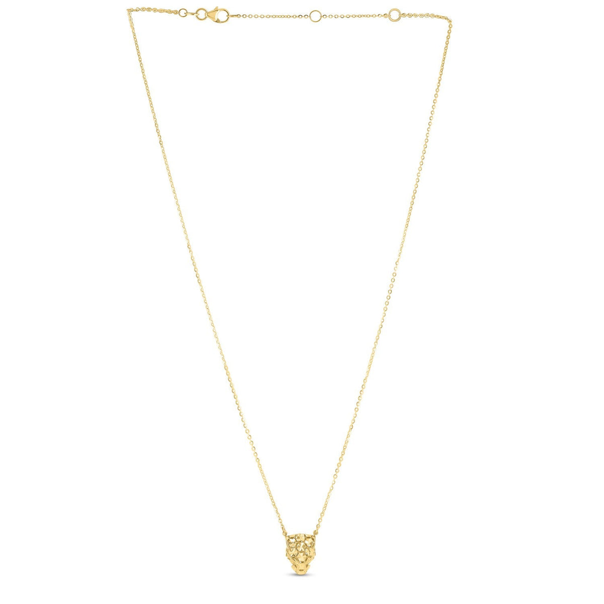 Collar de oro amarillo de 14k con cabeza de pantera