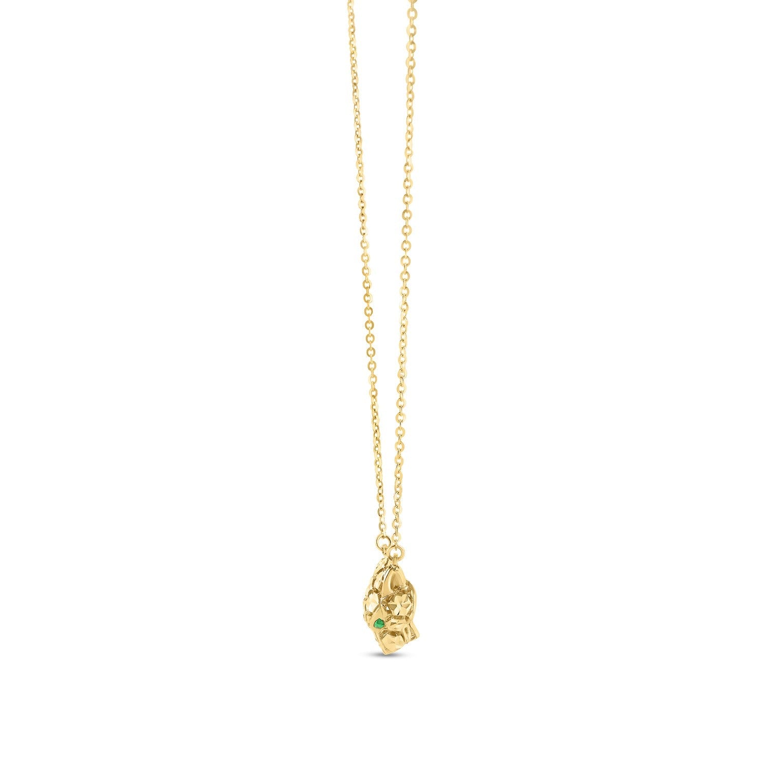 Collar de oro amarillo de 14k con cabeza de pantera