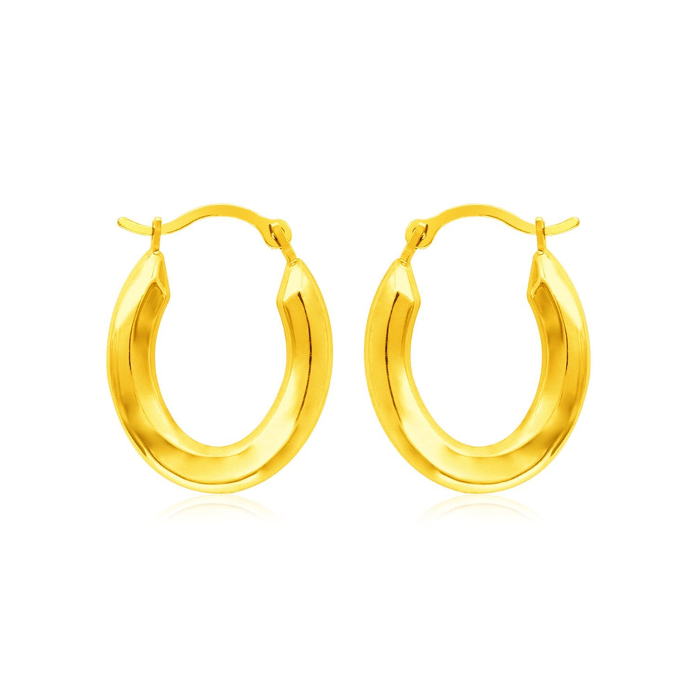 14k Yellow Gold Polished Oval Hoop Earrings