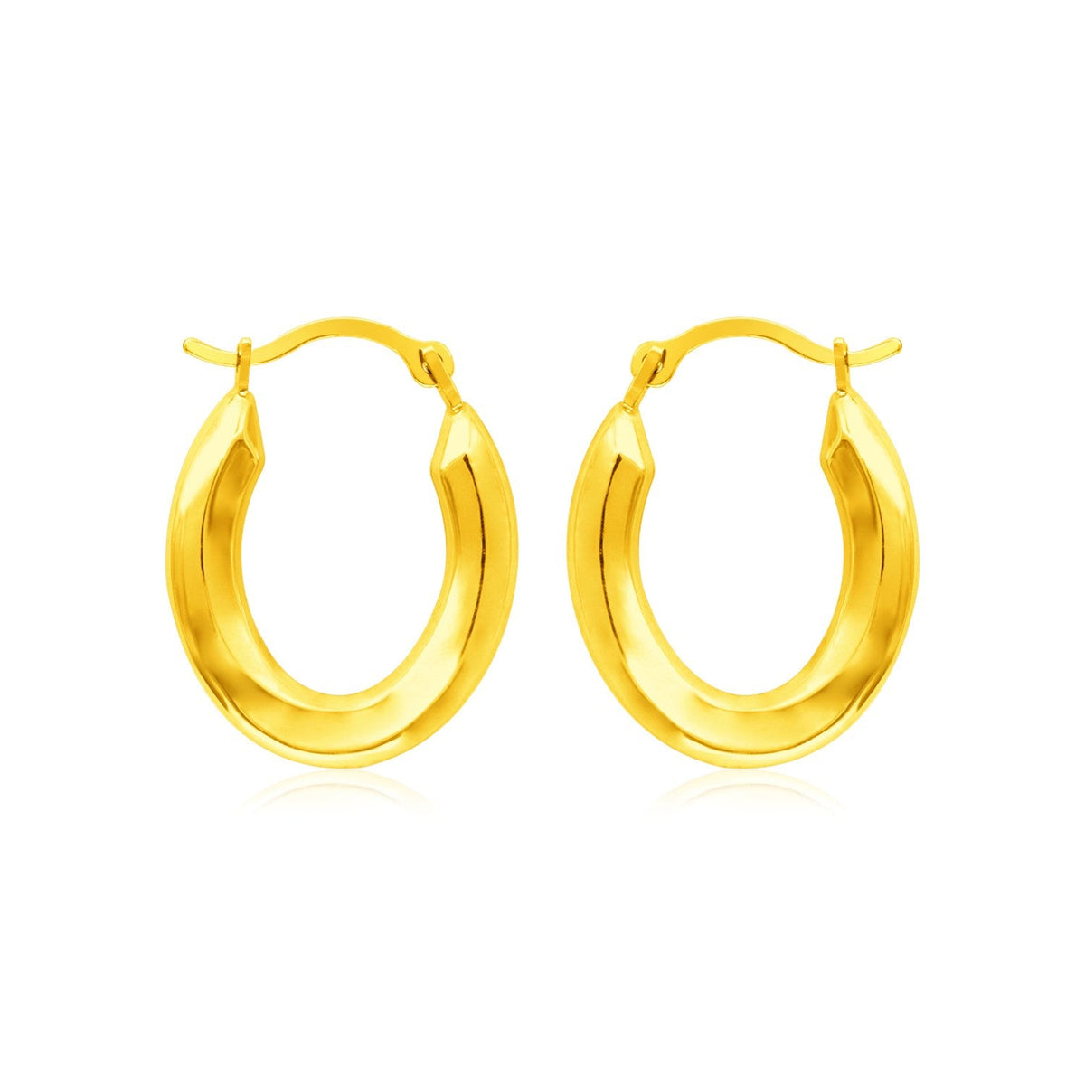 14k Yellow Gold Polished Oval Hoop Earrings