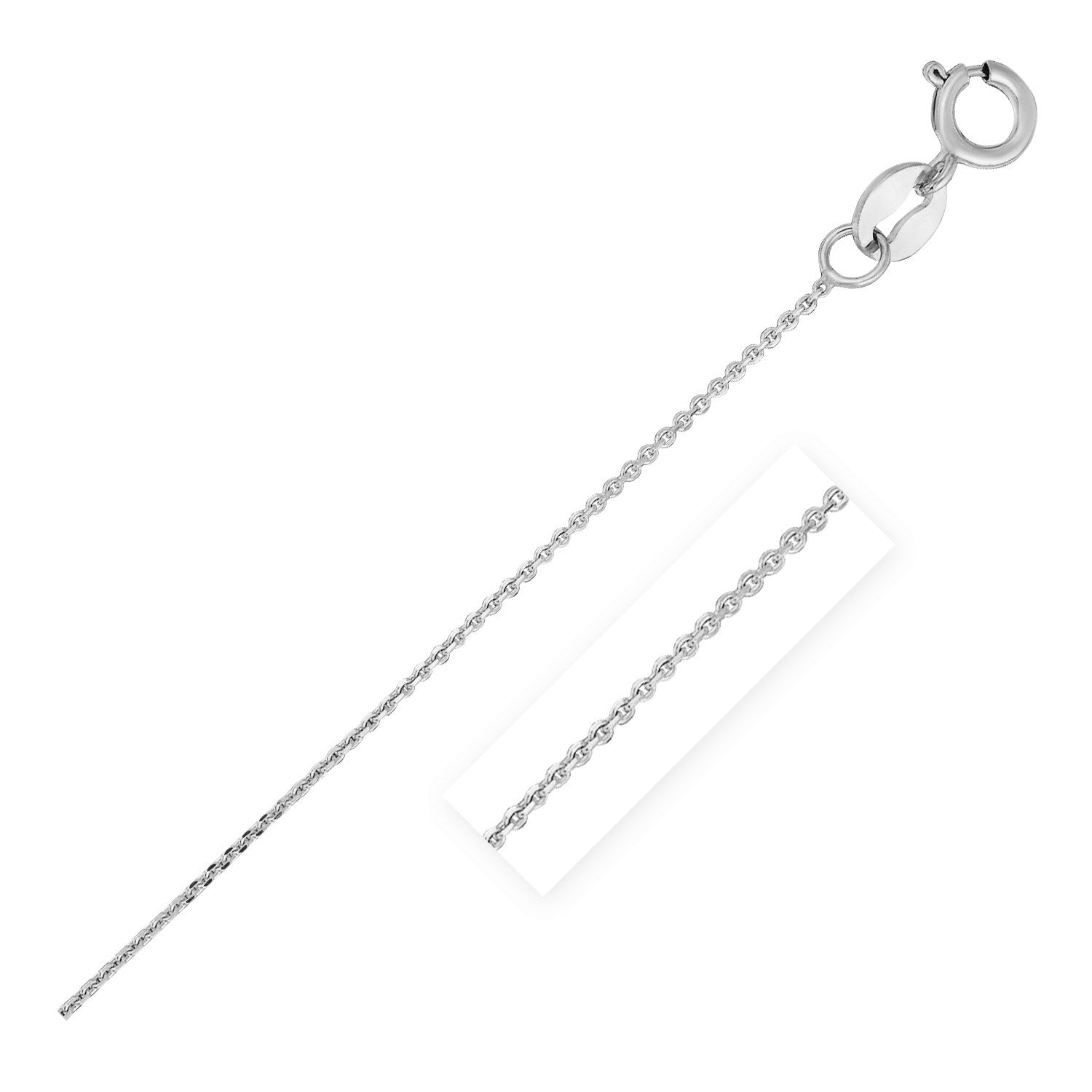 Cadena de eslabones de cable de corte de diamante de oro blanco de 14k de 0,7 mm