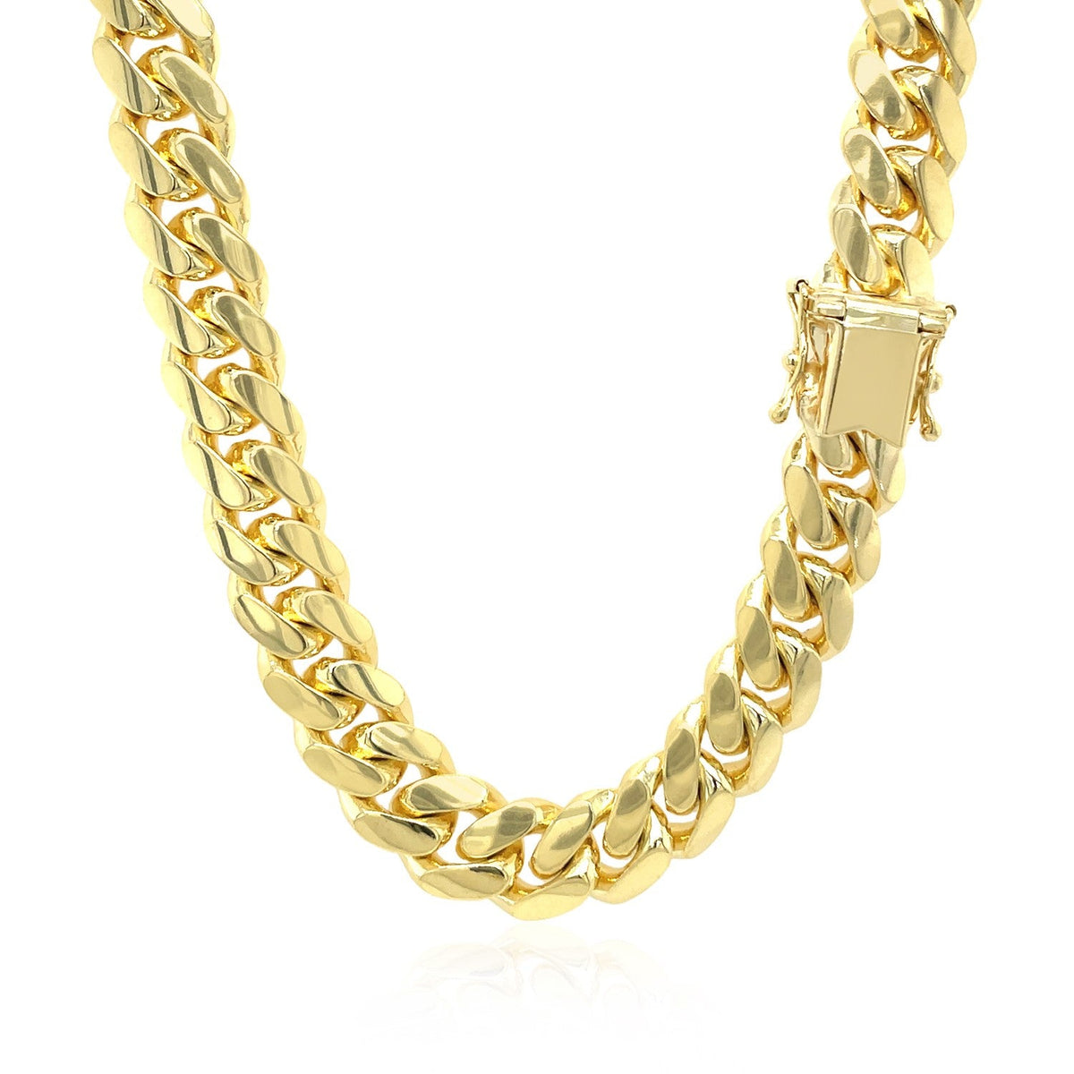 Cadena clásica cubana maciza de oro amarillo de 14k y 9,25mm