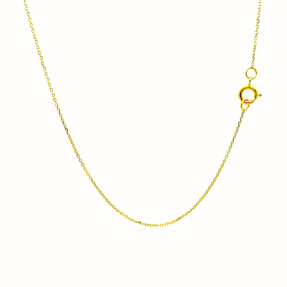 Cadena de eslabones tipo cable con corte de diamante de oro amarillo de 14k y 0,7 mm