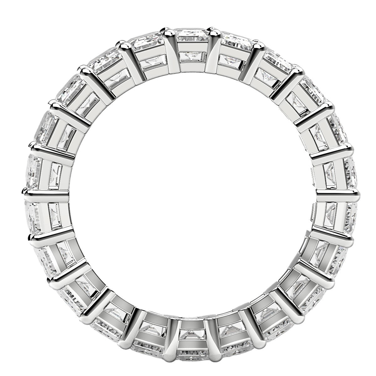 Anillo de eternidad de diamantes cultivados en laboratorio talla esmeralda en oro blanco de 14k (6 quilates peso total FG/VS2)