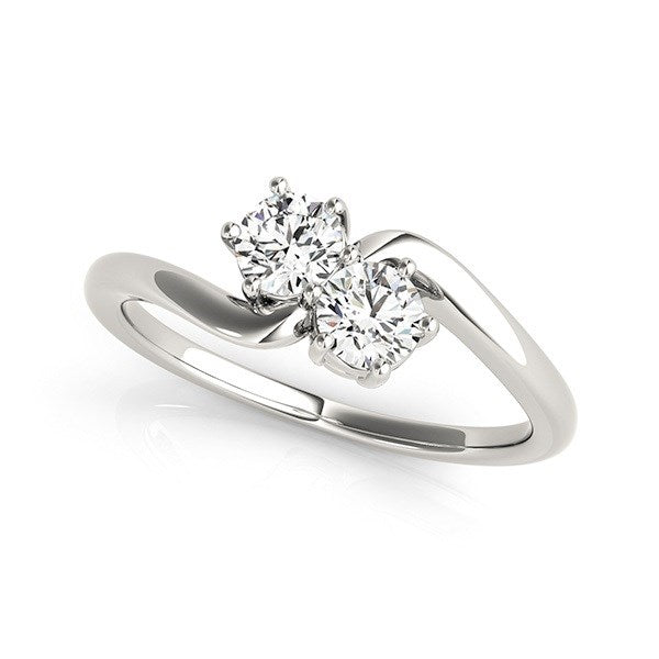 Anillo Solitario de Dos Diamantes en Oro Blanco de 14k (1/2 cttw)