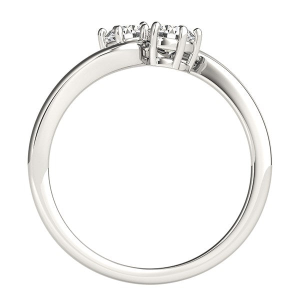 Anillo Solitario de Dos Diamantes en Oro Blanco de 14k (1/2 cttw)