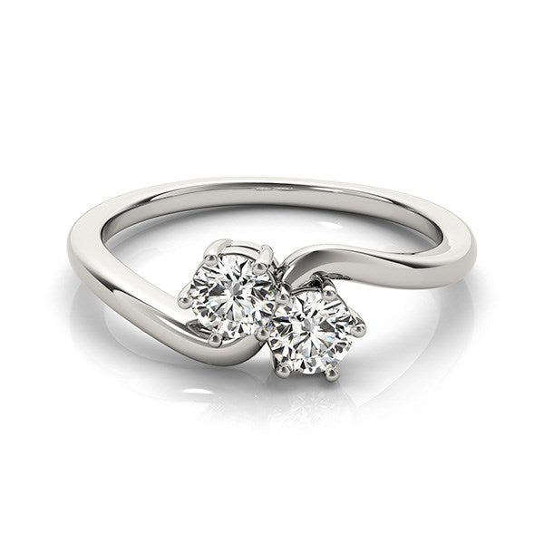 Anillo Solitario de Dos Diamantes en Oro Blanco de 14k (1/2 cttw)
