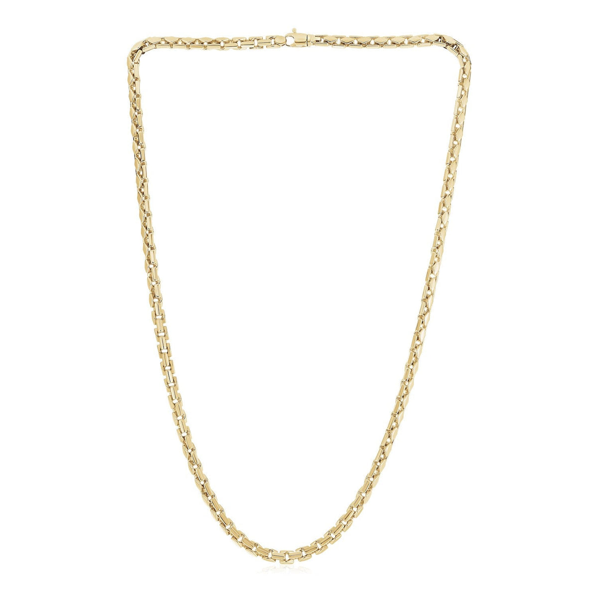 Collar de caja elegante para hombre, oro amarillo de 14k, alto brillo (5.0mm)