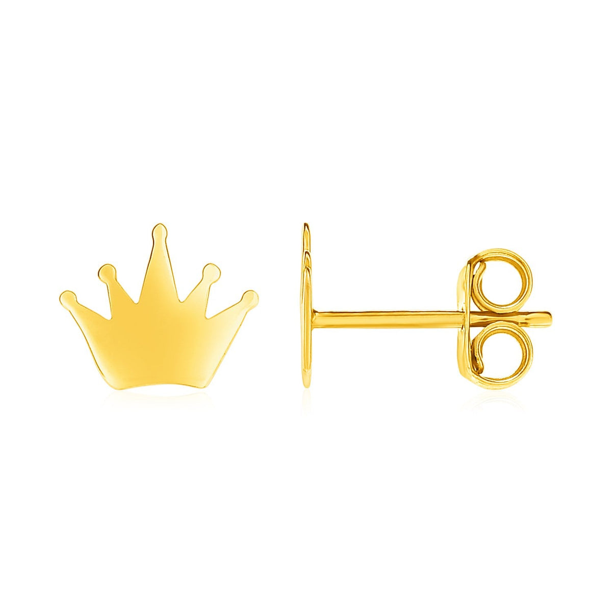 Pendientes de poste de oro amarillo de 14k con coronas