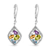 Sterling Silver Diamond Accent Multi Stone Rhombus Drop Earrings