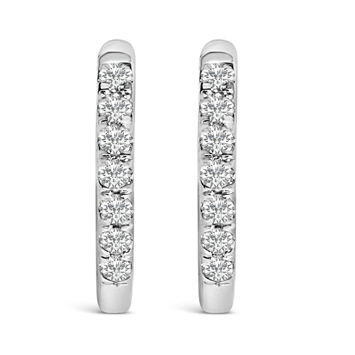 Pendientes de aro tipo Huggie de oro rosa de 10K con diamantes de 1/4 Cttw de doble cara