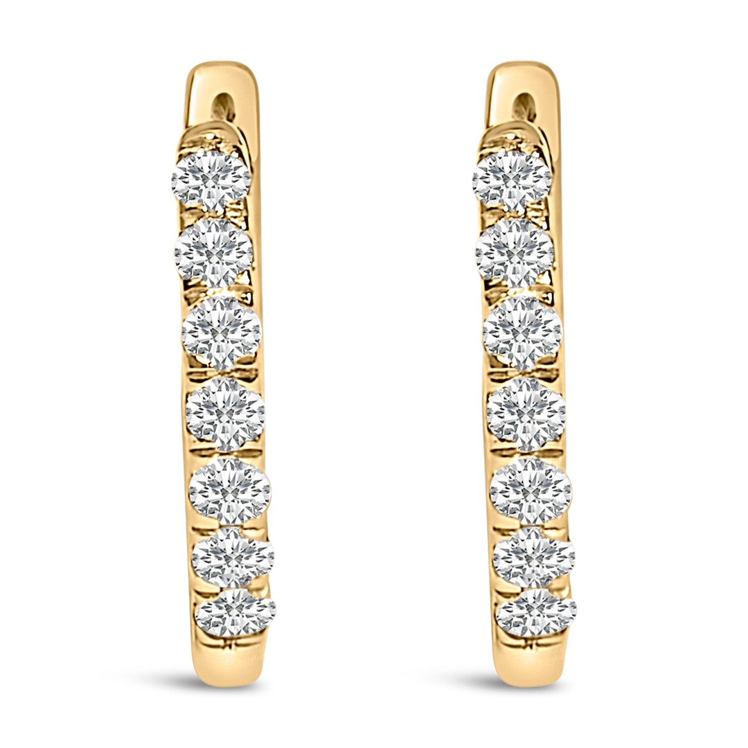 10K Rose Gold 1/4 Cttw Diamond Double Sided Huggie Hoop Earrings