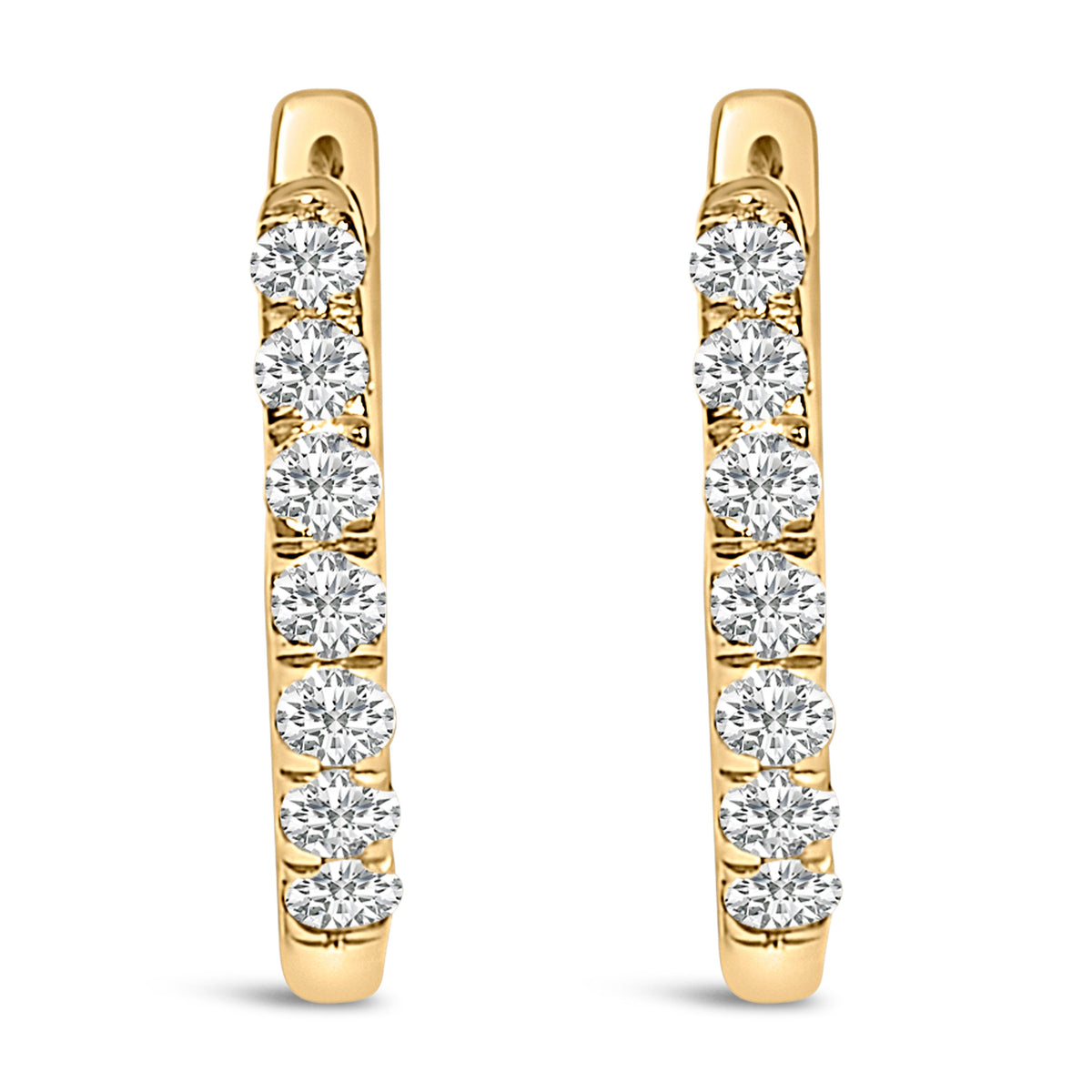 Pendientes de aro tipo Huggie de oro rosa de 10K con diamantes de 1/4 Cttw de doble cara