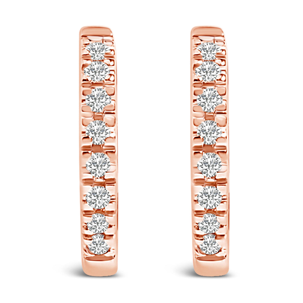 14K Rose Gold 1/5 CTW Diamond Huggie Hoop Earrings