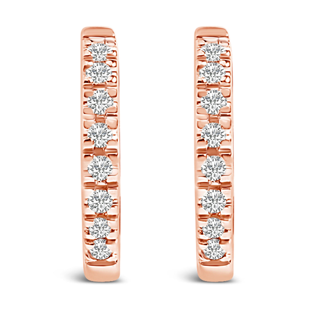 14K Rose Gold 1/5 CTW Diamond Huggie Hoop Earrings