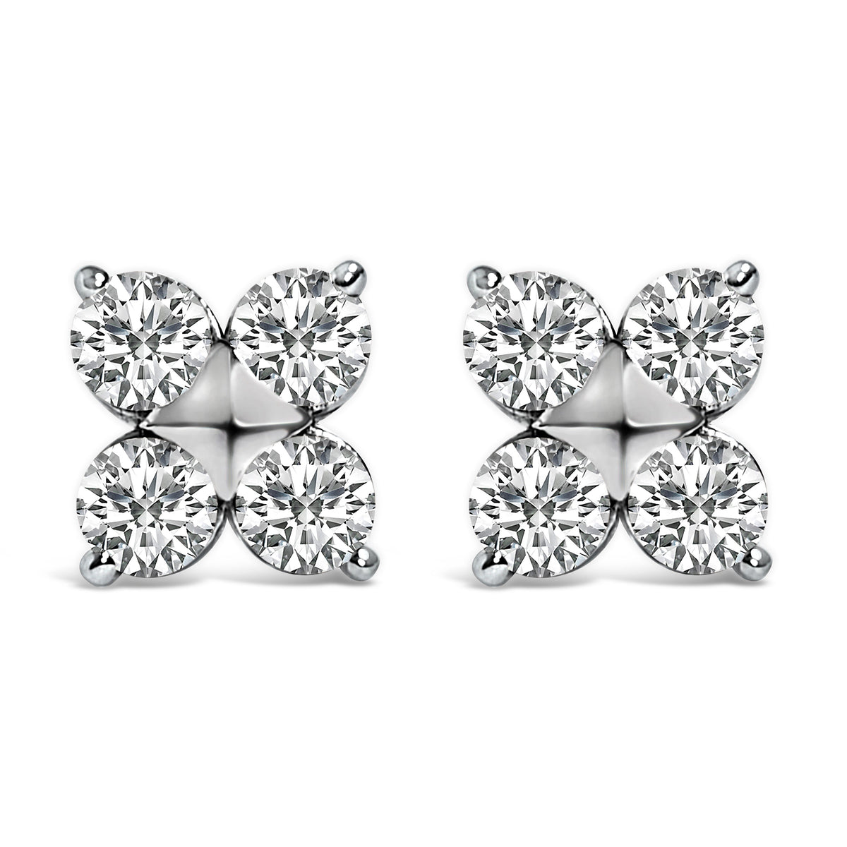Pendientes de copo de nieve de 10K en oro blanco con diamantes cultivados en laboratorio de 1/2 quilate en total