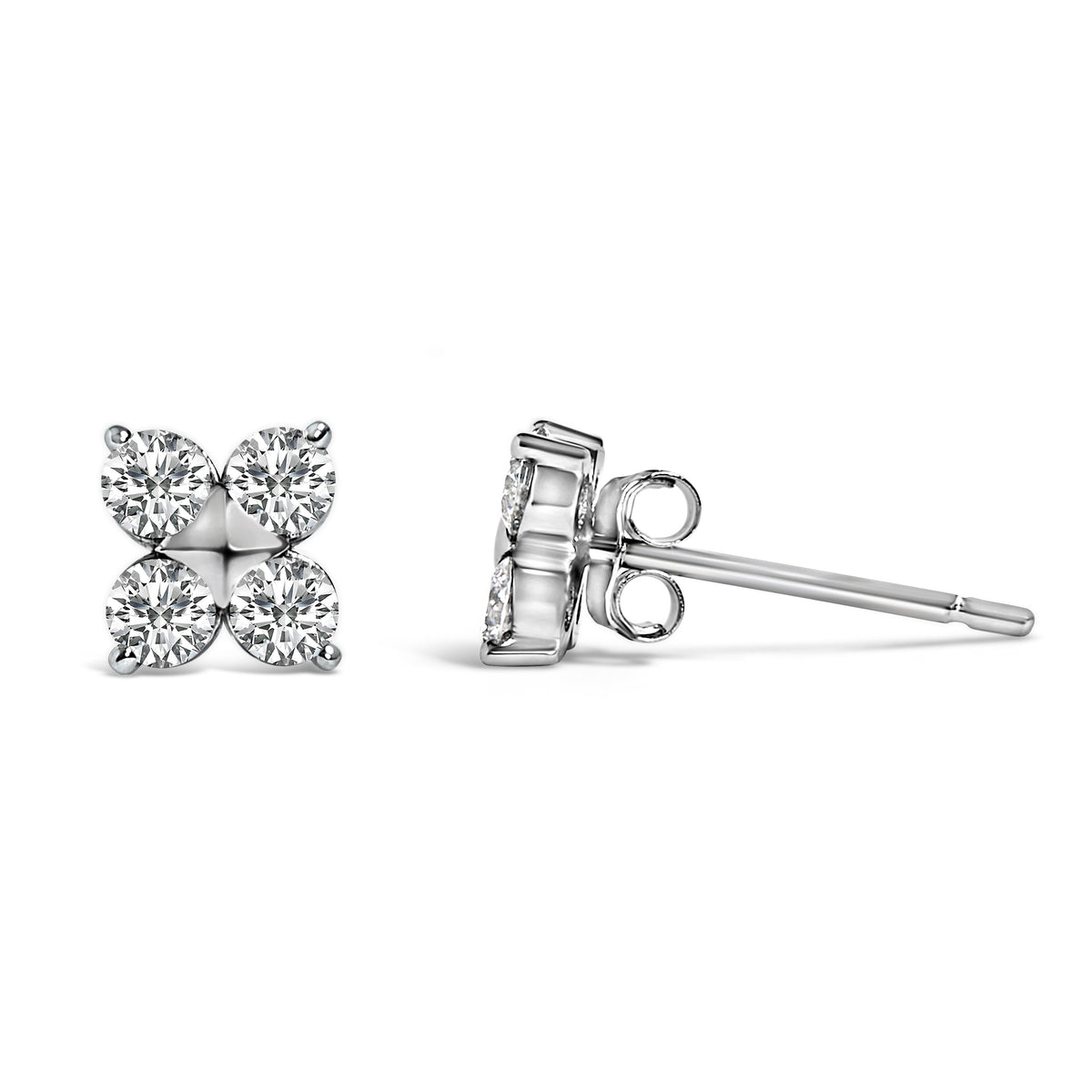 Pendientes de copo de nieve de 10K en oro blanco con diamantes cultivados en laboratorio de 1/2 quilate en total