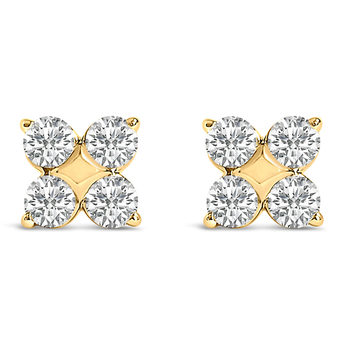 Pendientes de copo de nieve de 10K en oro blanco con diamantes cultivados en laboratorio de 1/2 quilate en total