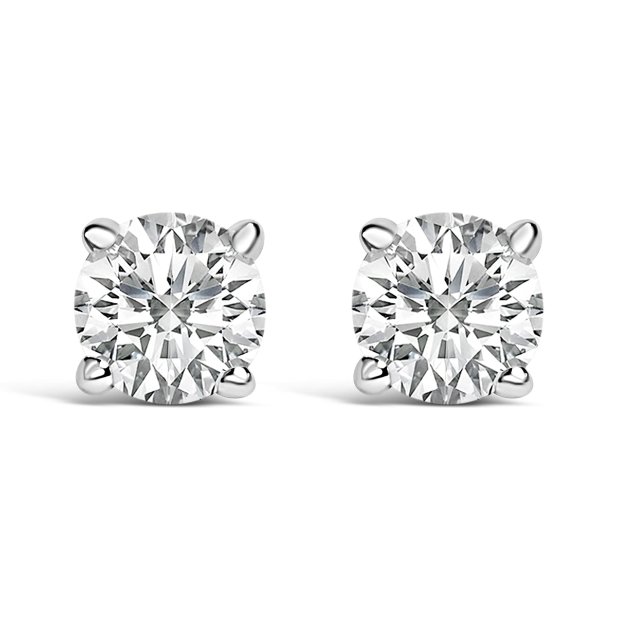 Pendientes solitarios de tuerca de oro blanco de 14K con diamantes cultivados en laboratorio de 1/2 Cttw