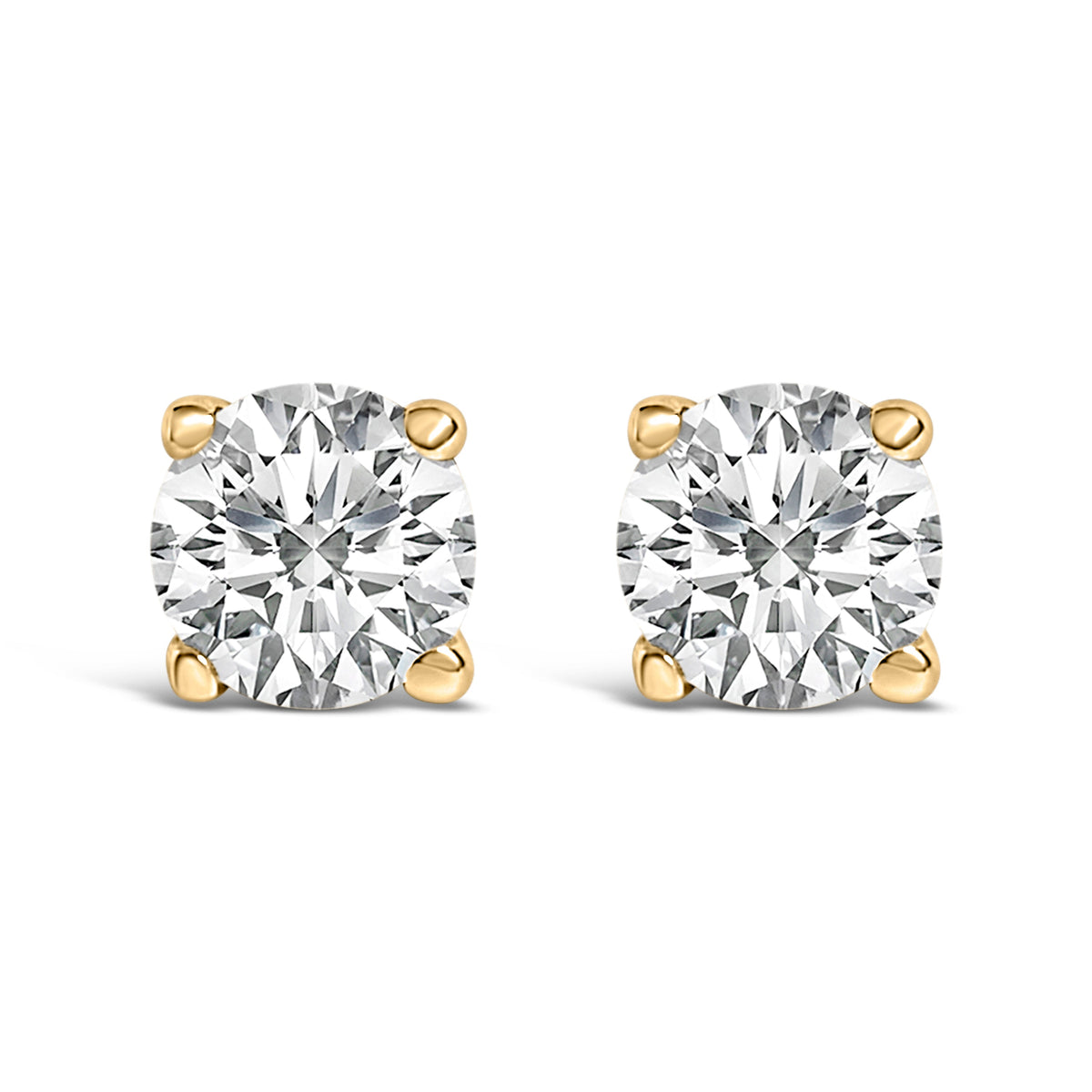 Pendientes solitarios de tuerca de oro blanco de 14K con diamantes cultivados en laboratorio de 1/2 Cttw
