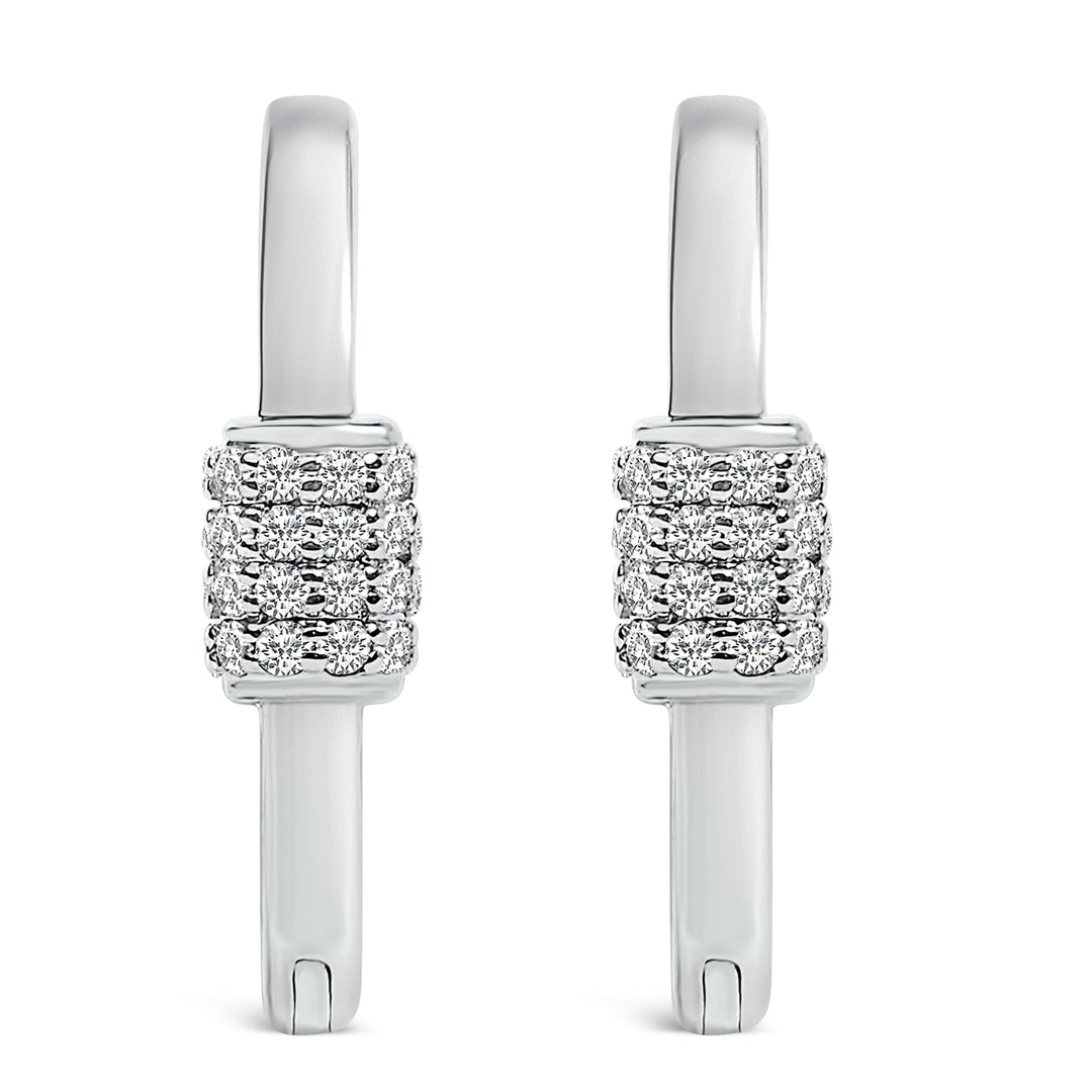 10K White Gold 3/8 Cttw Lab Grown Diamond Heart Shaped Huggie Hoop Earrings