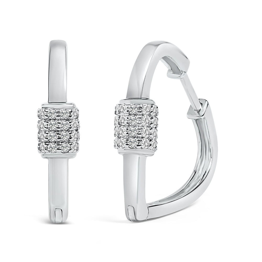 10K White Gold 3/8 Cttw Lab Grown Diamond Heart Shaped Huggie Hoop Earrings