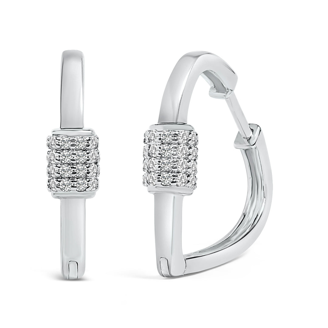 10K White Gold 3/8 Cttw Lab Grown Diamond Heart Shaped Huggie Hoop Earrings