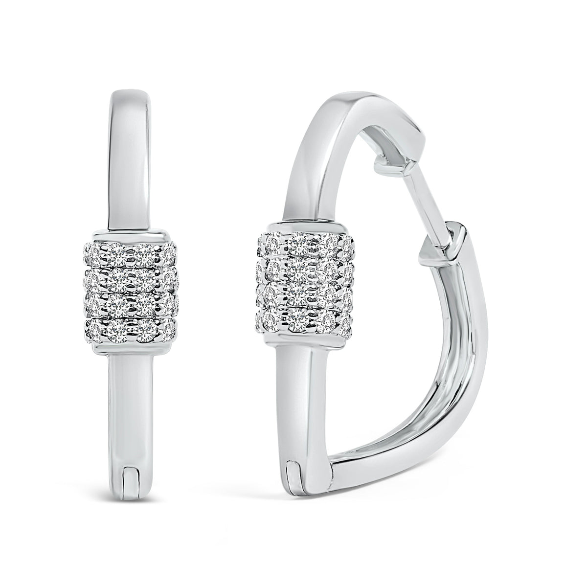 Pendientes de aro tipo Huggie con forma de corazón de diamantes creados en laboratorio de 3/8 Cttw en oro blanco de 10K