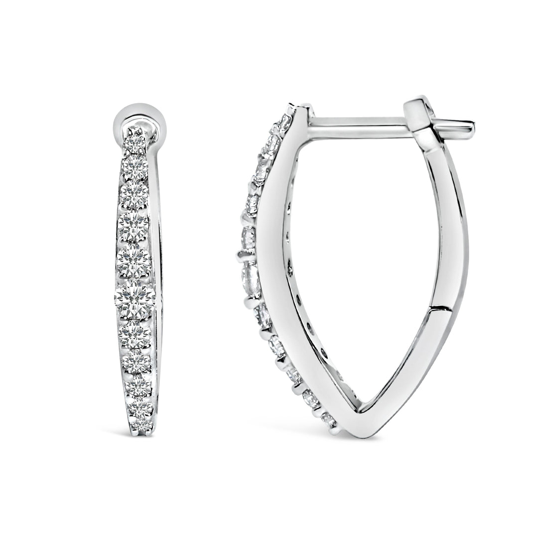 10K White Gold 1/4 Cttw Lab Grown Diamond Heart Shaped Huggy Hoop Earrings