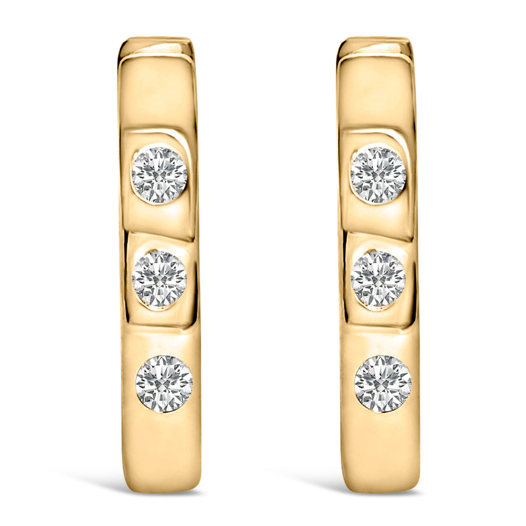 10K White Gold 1/10 Cttw Three Stone Lab Grown Diamond Oval Huggies Hoop Earrings