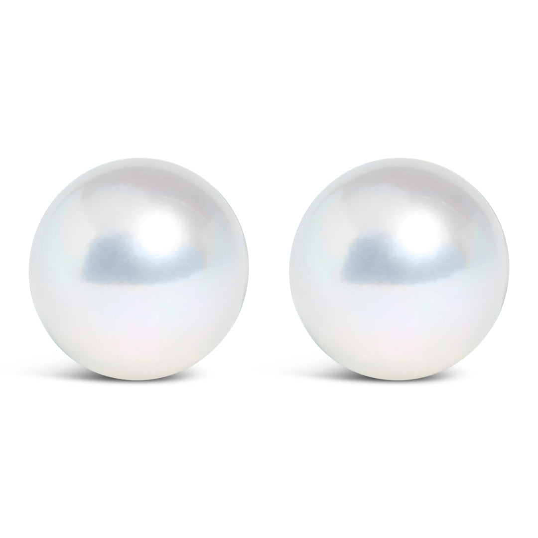 14k White Gold 5-5.5MM  Cultured Freshwater Pearl Solitaire Stud Earrings