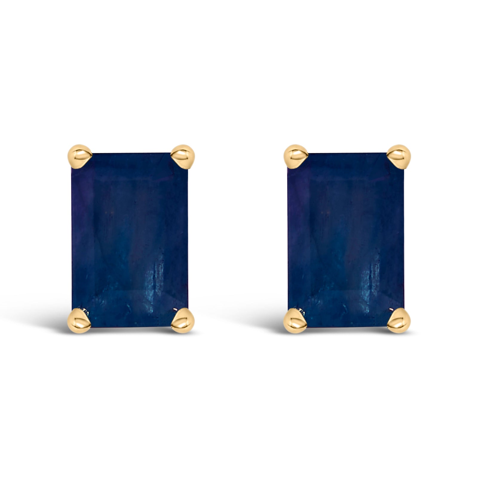 14K White Gold 6x4MM Emerald Shaped Amethyst Solitaire Stud Earrings