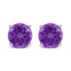 14K White Gold 5X5MM Round Purple Amethyst Solitaire Stud Earrings