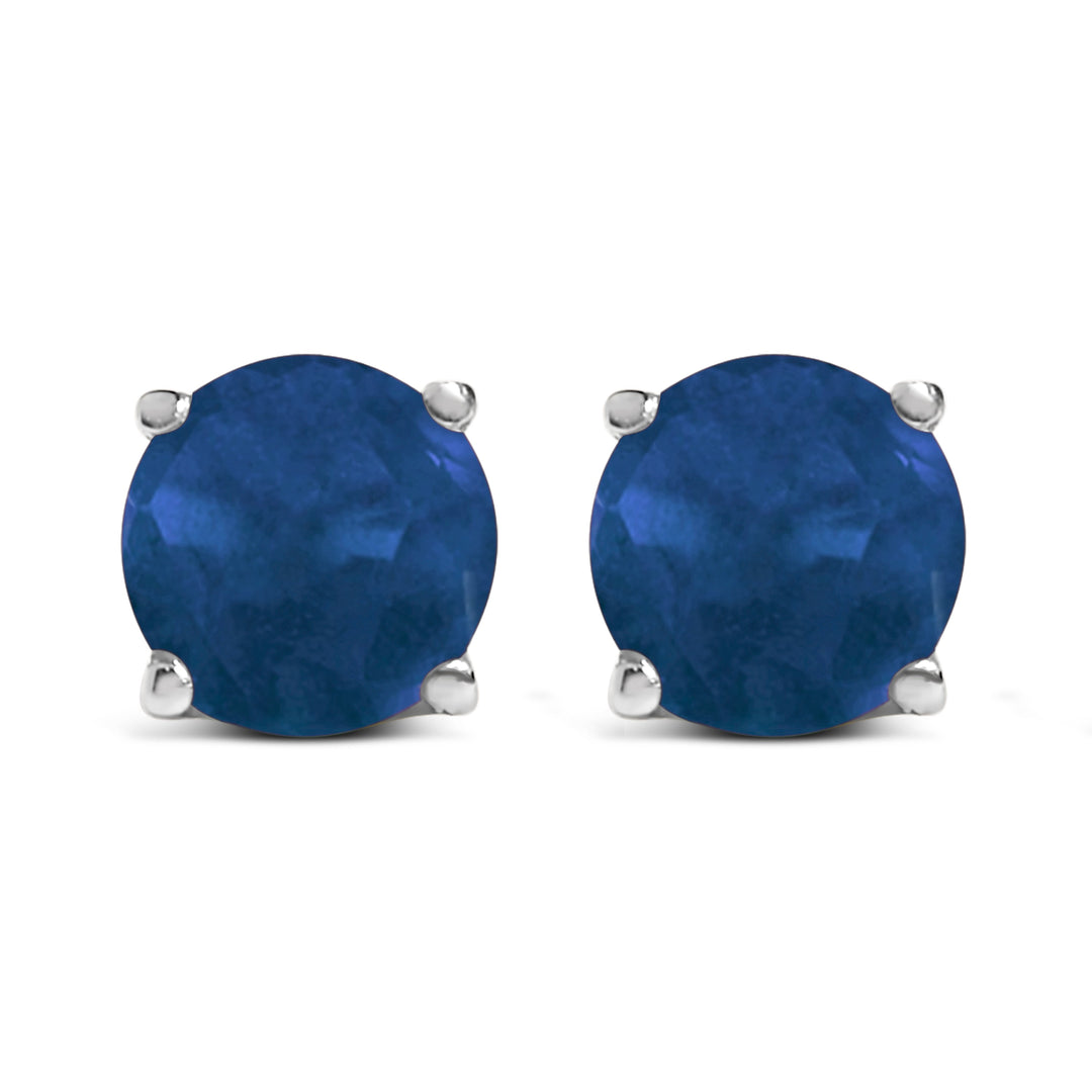 14K White Gold 5X5MM Round Purple Amethyst Solitaire Stud Earrings