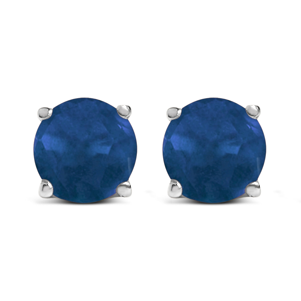 14K White Gold 5X5MM Round Purple Amethyst Solitaire Stud Earrings