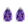 14K White Gold 6x4MM Pear Shaped Purple Amethyst Solitaire Stud Earrings