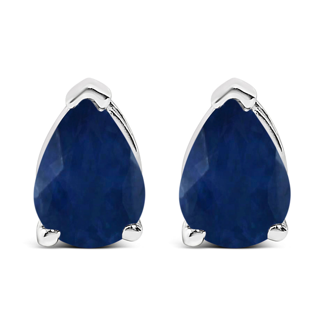 14K White Gold 6x4MM Pear Shaped Purple Amethyst Solitaire Stud Earrings