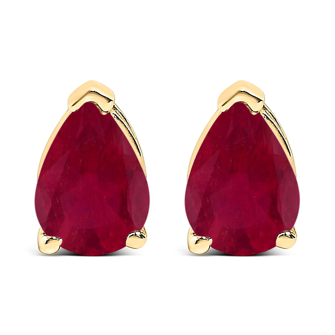 14K White Gold 6x4MM Pear Shaped Purple Amethyst Solitaire Stud Earrings