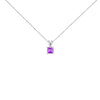 14K White Gold 5x5 MM Square Shaped Purple Amethyst Solitaire Pendant Necklace